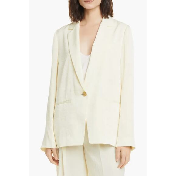 Vince Oversized Boyfriend Crepe De Chine Blazer